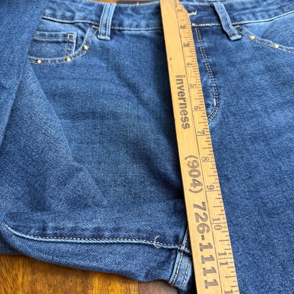 Express Embellished Straight Leg Jeans Medium Wash Studded EX010666 Women 6 - Picture 10 of 12